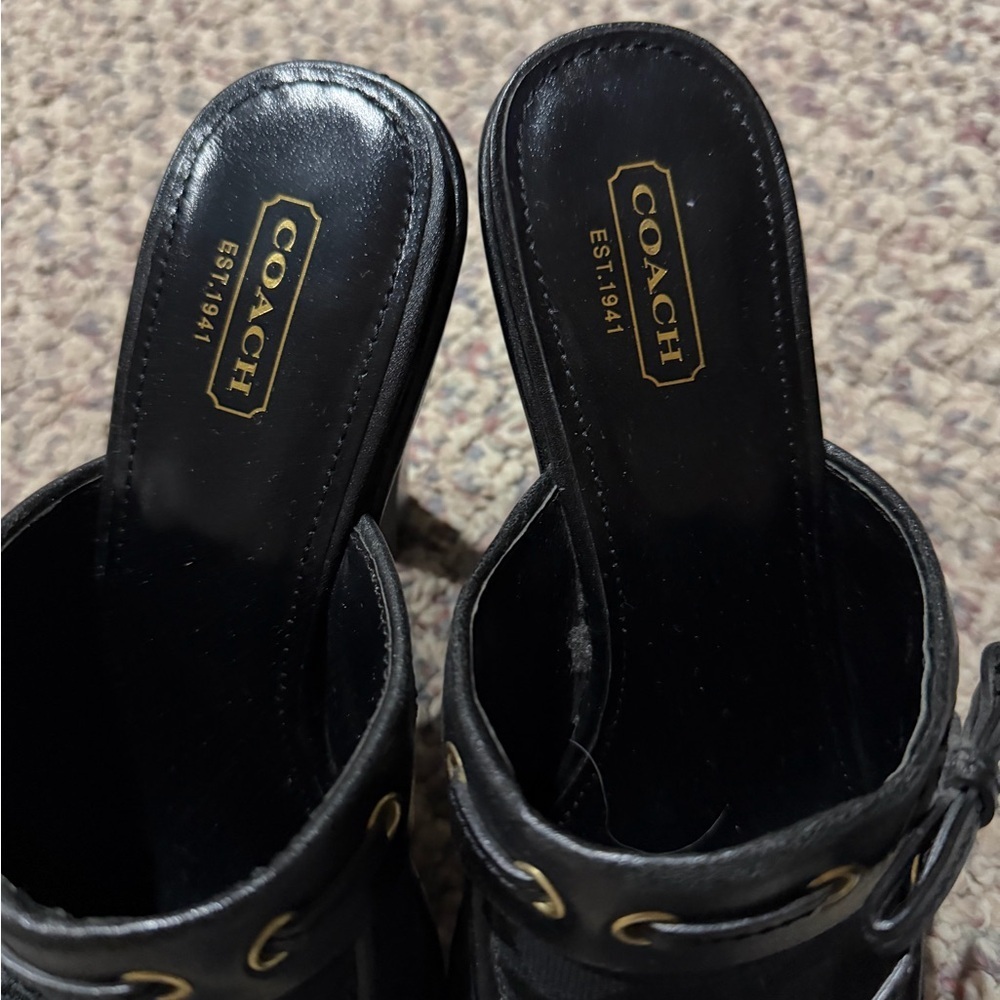Coach Black Mules with Gold Accents - Picture 4 of 4